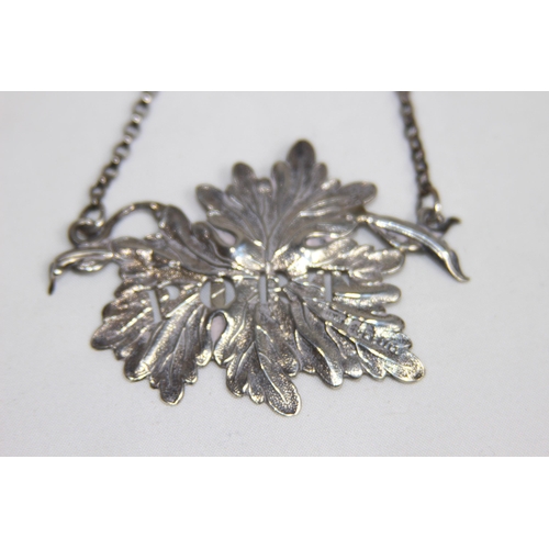 741 - VICTORIAN LEAF FORM SILVER DECANTER LABEL FOR YAPP AND WOODWARD - BIRMINGHAM 1846