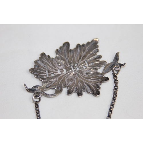 741 - VICTORIAN LEAF FORM SILVER DECANTER LABEL FOR YAPP AND WOODWARD - BIRMINGHAM 1846