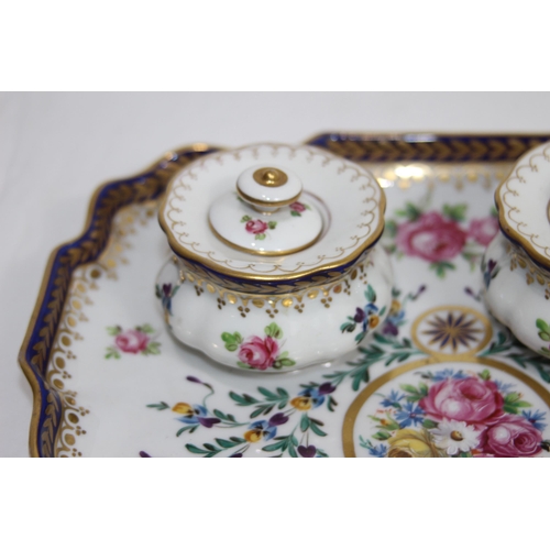 598 - DRESDON DRESSING TABLE TRAY AND POTS - A/F