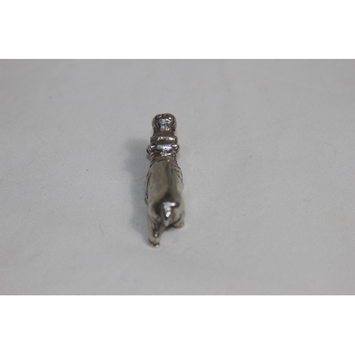 727 - CAST SILVER MINIATURE MODEL OF A HIPPOPOTAMUS - IMPORT MARKS