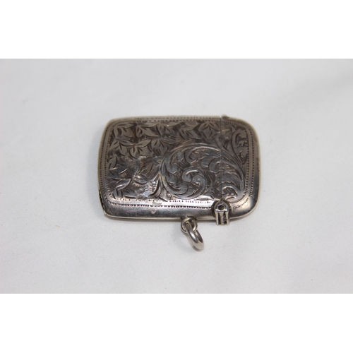 733 - DEMI BRIGHT-CUT SILVER VESTA CASE BY JOHN THOMPSON AND SONS - BIRMINGHAM 1908