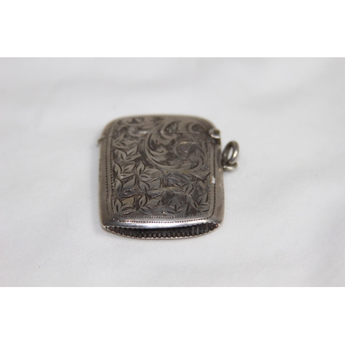 733 - DEMI BRIGHT-CUT SILVER VESTA CASE BY JOHN THOMPSON AND SONS - BIRMINGHAM 1908