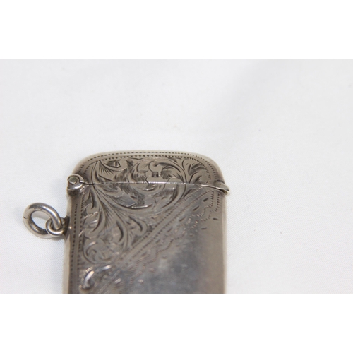 733 - DEMI BRIGHT-CUT SILVER VESTA CASE BY JOHN THOMPSON AND SONS - BIRMINGHAM 1908