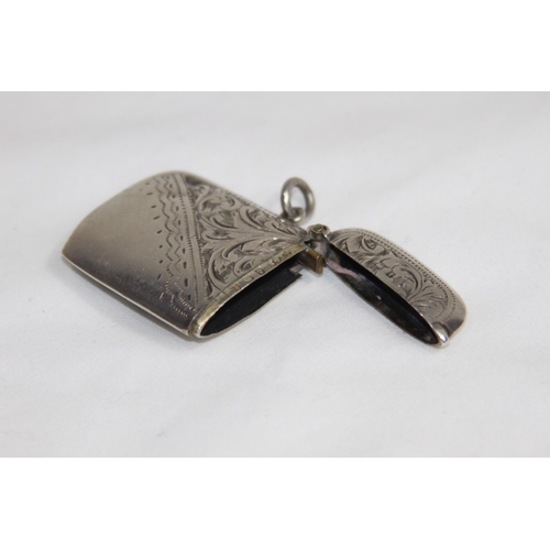 733 - DEMI BRIGHT-CUT SILVER VESTA CASE BY JOHN THOMPSON AND SONS - BIRMINGHAM 1908