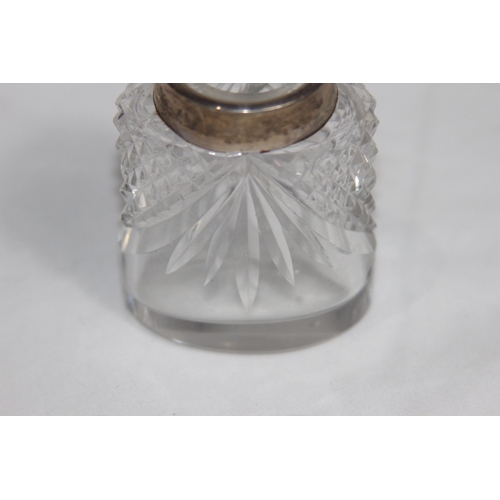 749 - SILVER COLLARED SCENT / PERFUME BOTTLE BY CHARLES MAY - LONDON 1914 - BOTTLE A/F