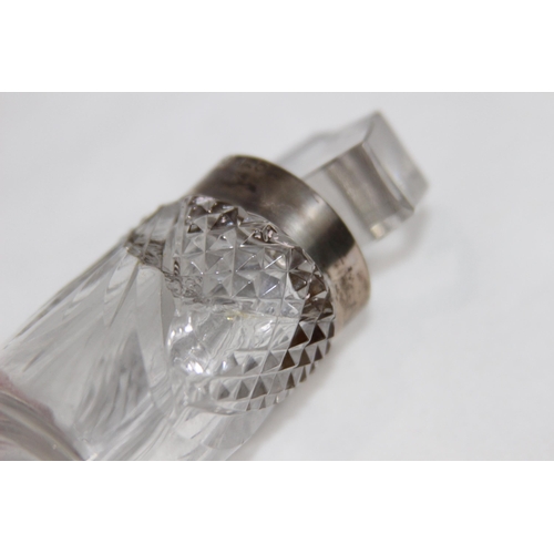 749 - SILVER COLLARED SCENT / PERFUME BOTTLE BY CHARLES MAY - LONDON 1914 - BOTTLE A/F