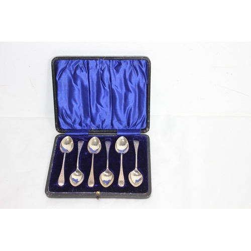 759 - CASED SET OF SILVER BRIGHT-CUT SPOONS BY I.S GREENBURY AND CO - BIRMINGHAM 1906