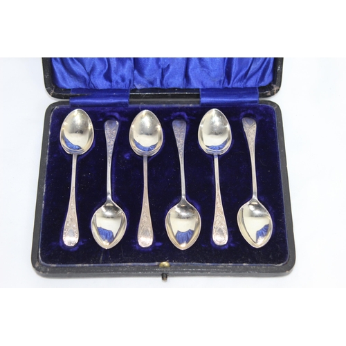 759 - CASED SET OF SILVER BRIGHT-CUT SPOONS BY I.S GREENBURY AND CO - BIRMINGHAM 1906