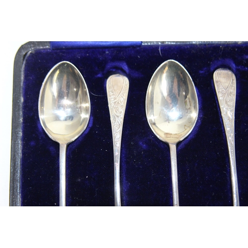 759 - CASED SET OF SILVER BRIGHT-CUT SPOONS BY I.S GREENBURY AND CO - BIRMINGHAM 1906