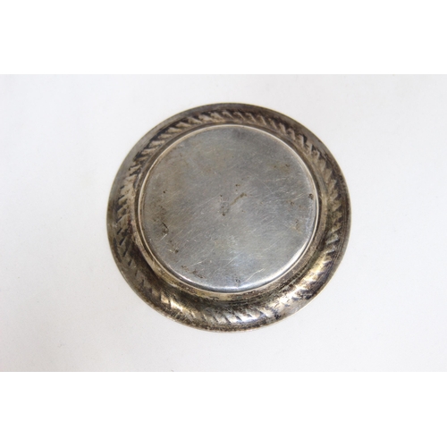 766 - SILVER RIMMED CUT GLASS PIN DISH - BIRMINGHAM 1900 AND AN EGYPTIAN SILVER DISH