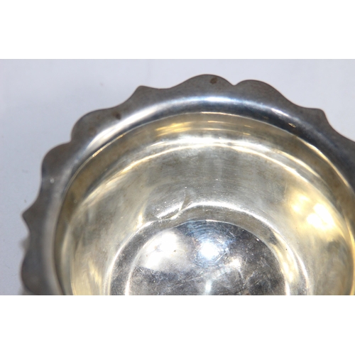 767 - PIE CRUST EDGE SILVER SUGAR BOWL - BIRMINGHAM 1911