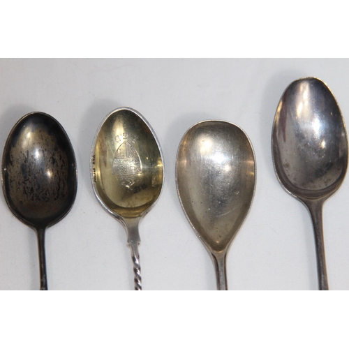 777 - SELECTION OF SILVER SPOONS OF VARIOUS DESIGNS AND DATES INCLUDING ENAMEL EXAMPLE