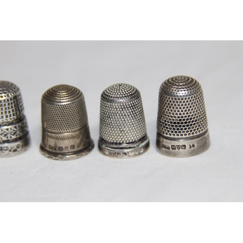 778 - SELECTION OF 8 SILVER THIMBLES INCLUDING CHARLES HORNER EXAMPLES - ALL VARIED IN DESIGN