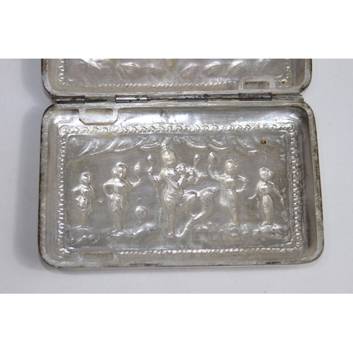 782 - INDIAN SILVER WHITE METAL CIGARETTE BOX WITH INSCRIPTION WITH LINKS TO DONGOLA, CITY IN SUDAN, PRESE... 