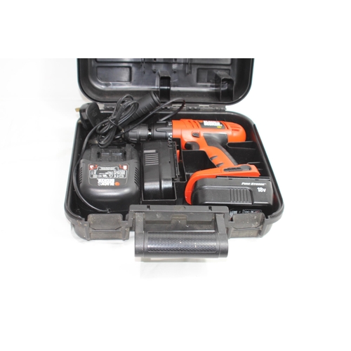 123 - BLACK AND DECKER CASED CORDLESS DRILL