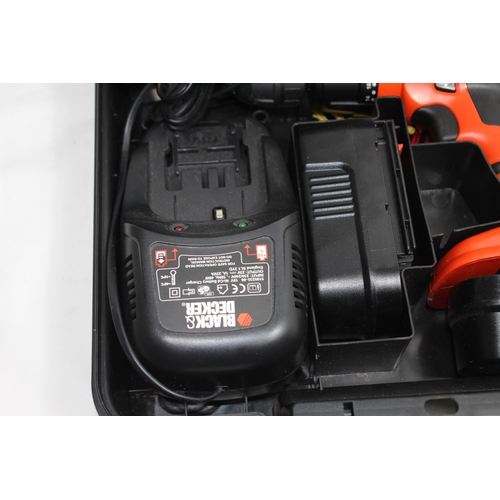 123 - BLACK AND DECKER CASED CORDLESS DRILL