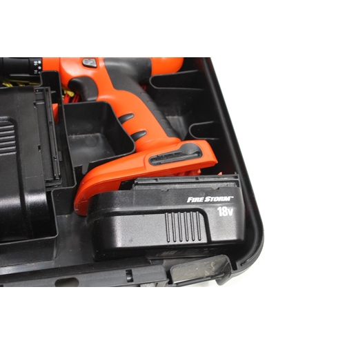 123 - BLACK AND DECKER CASED CORDLESS DRILL