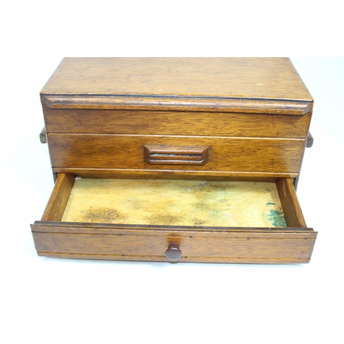 319 - VINTAGE WOODEN WORK BOX WITH DRAWER 
34 X 18.5 X 17CM