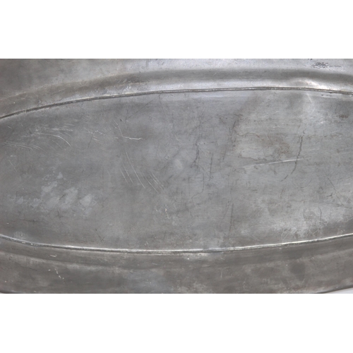 604 - LARGE KAYSERZINN ART NOUVEAU PEWTER TRAY DESIGN 4128 WITH LILY PAD AND CARP FISH DECORATION 
62CM