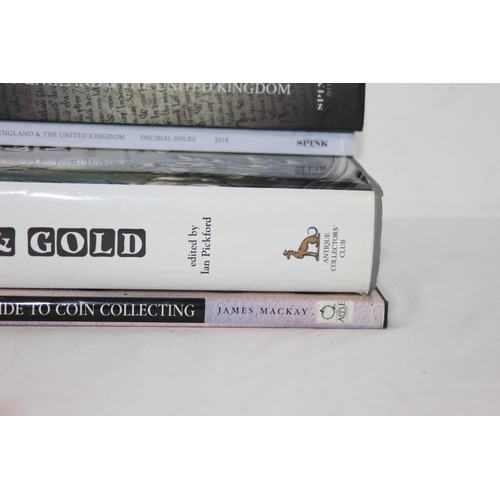 608 - JACKSONS HALLMARKS LARGE HARDBACK EDITION AND A QUANTITY OF COIN BOOKS