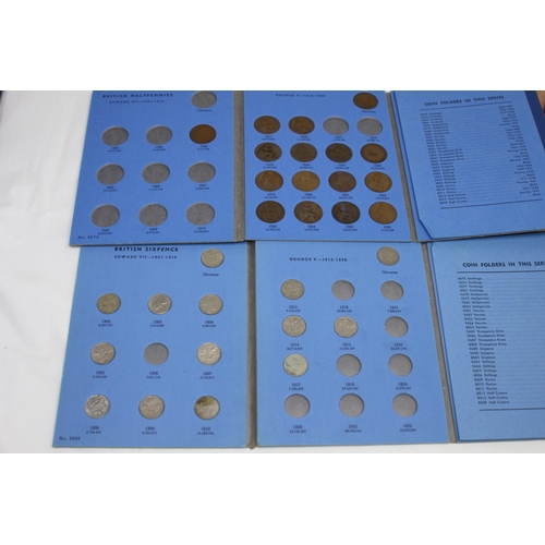 637 - PRESENTATION CASED COINS, SELECTION OF WHITMAN FOLDERS WITH SOME CONTENTS, SOME ROLLED BANK ISSUE 1/... 