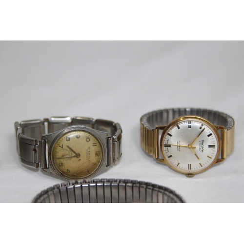 652 - SELECTION OF VINTAGE GENTS WRISTWATCHES INCLUDING TIMEX, GRUEN, BENRAS AND PAUL JOBIN OF SWITZERLAND