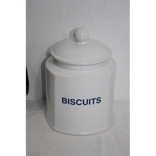 221 - QUANTITY OF BISCUIT BARRELS AND VASES  ETC 
28CM