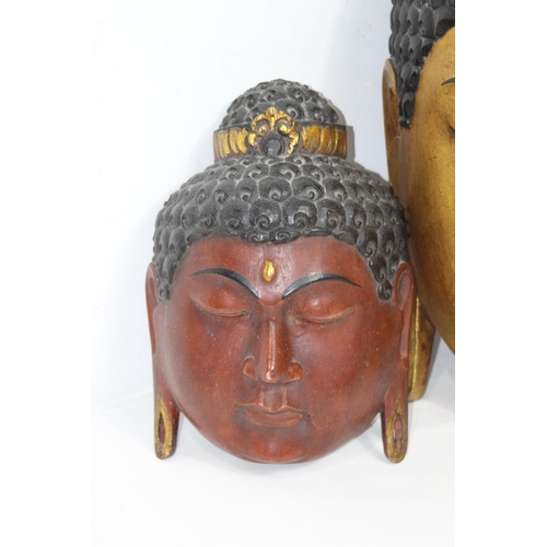 326 - 2 X DEITY WOODEN MASKS 
49 X 28CM