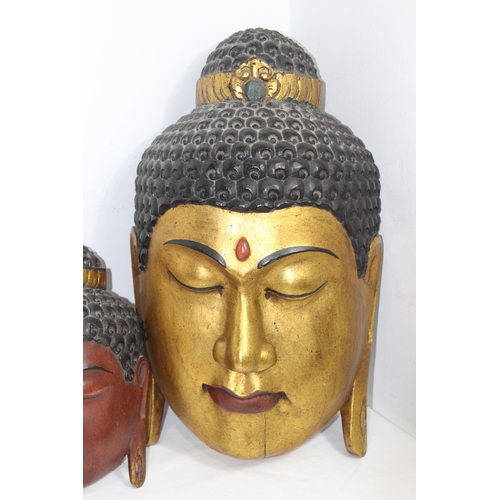 326 - 2 X DEITY WOODEN MASKS 
49 X 28CM