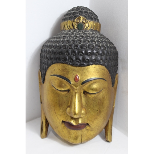 326 - 2 X DEITY WOODEN MASKS 
49 X 28CM