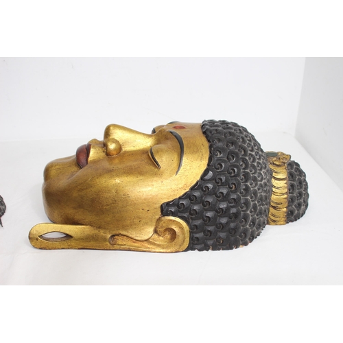 326 - 2 X DEITY WOODEN MASKS 
49 X 28CM