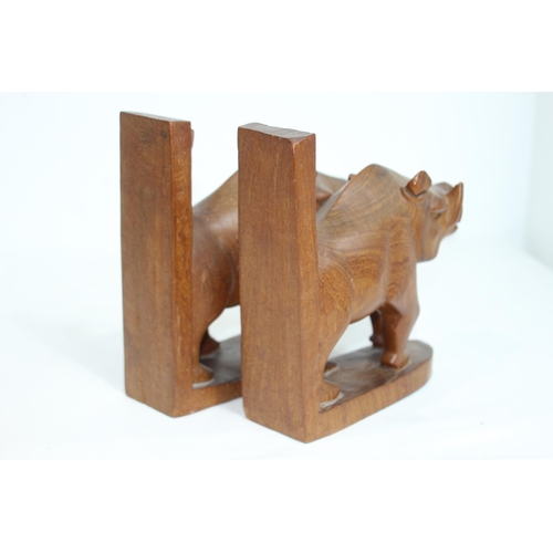 354 - QUANTITY OF ETHNIC CARVED ANIMALS INCLUDING BOOKENDS
20CM