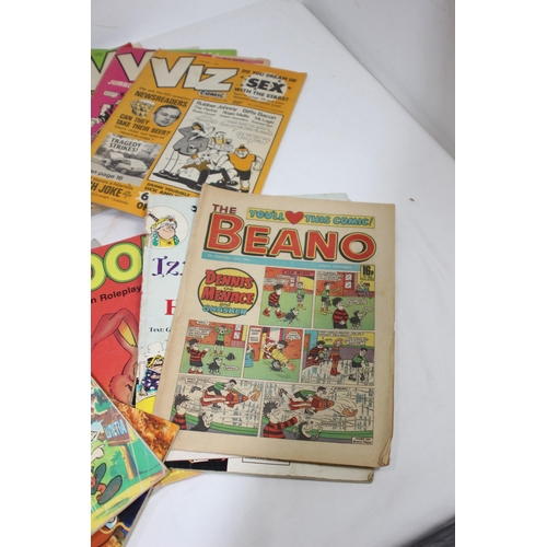 485 - QUANTITY OF VINTAGE MAGAZINE AND COMICS INCLUDING VIZ AND ASTERIX