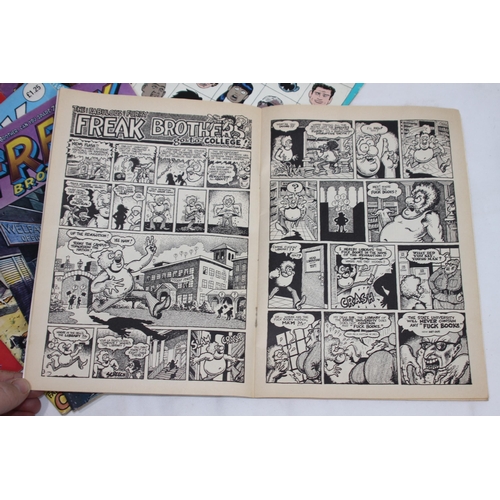 486 - QUANTITY OF VINTAGE COMICS INCLUDING LOVE AND ROCKETS, FAT FREDDY'S CAT, FREAK BROS AND FIRKIN