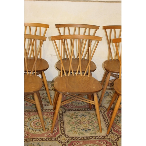 48 - SET OF 6 ERCOL CANDLESTICK DINING CHAIRS 
42 X 41 X 80CM