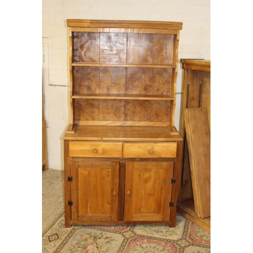 58 - PITCH PINE BOOKCASE AND DRESER - BOOKCASE MISSING THE CLIPS 
93 X 41 X 166CM