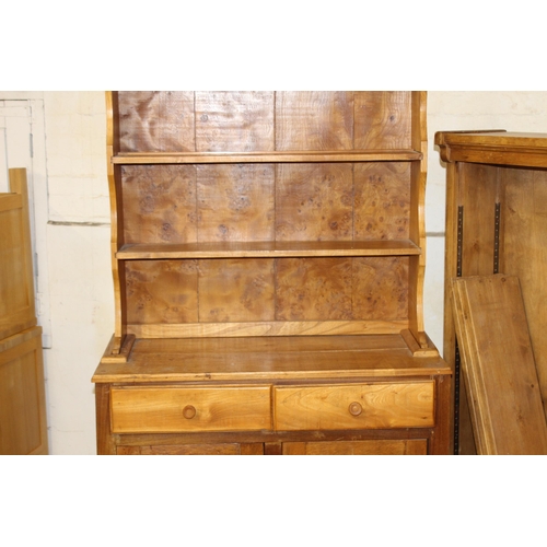 58 - PITCH PINE BOOKCASE AND DRESER - BOOKCASE MISSING THE CLIPS 
93 X 41 X 166CM