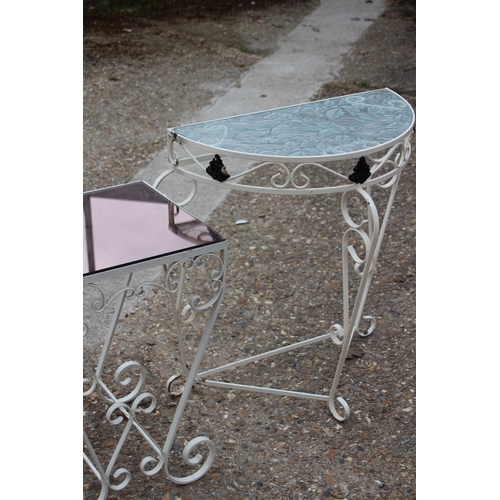 74 - 2 X RETRO GLASS TOPPED METAL TABLES 
60 X 39 X 70CM