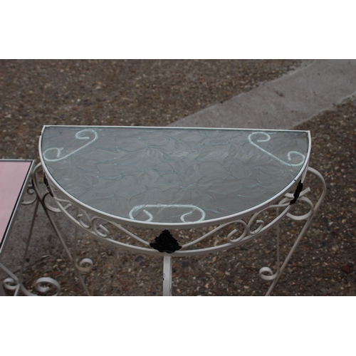 74 - 2 X RETRO GLASS TOPPED METAL TABLES 
60 X 39 X 70CM