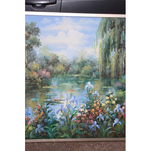 157 - LARGE OIL ON CANVAS OF A TRANQUIL POND SCENE
125 X 85CM