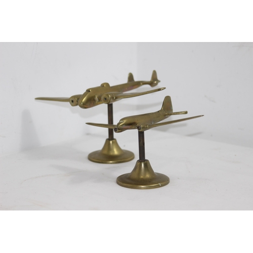 385 - 2 X BRASS MODELS OF WWII AIRCRAFTS STAMPED RAF
12CM