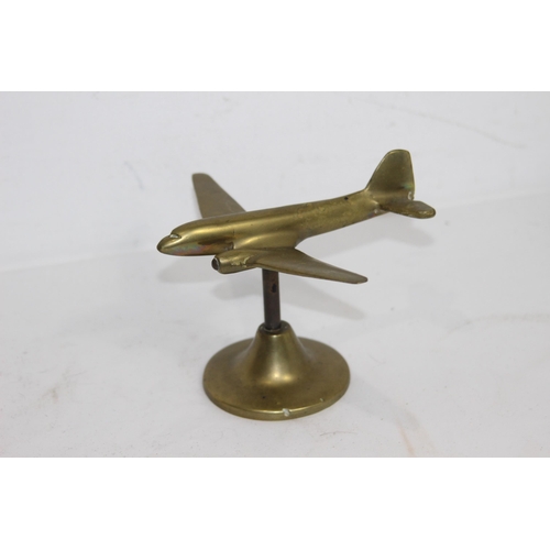 385 - 2 X BRASS MODELS OF WWII AIRCRAFTS STAMPED RAF
12CM