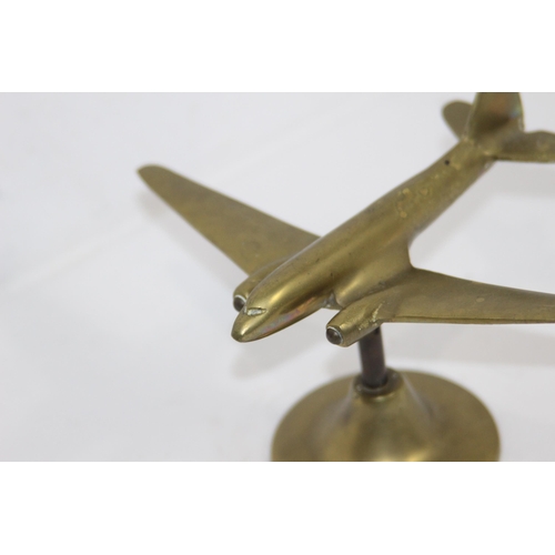 385 - 2 X BRASS MODELS OF WWII AIRCRAFTS STAMPED RAF
12CM