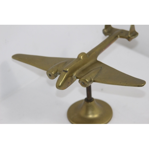 385 - 2 X BRASS MODELS OF WWII AIRCRAFTS STAMPED RAF
12CM