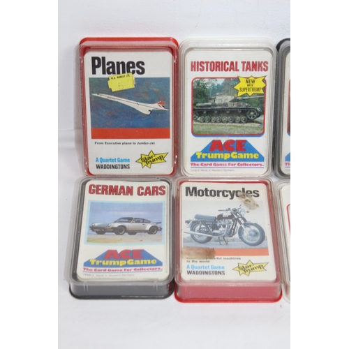 497 - 9 VINTAGE TOP TRUMPS AND 2 PACKS OF CARDS