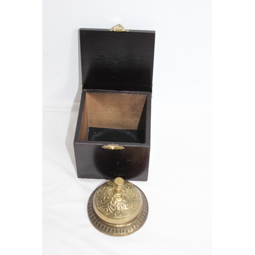 403 - BOXED SHOP BELL AND METAL MONEY BANK