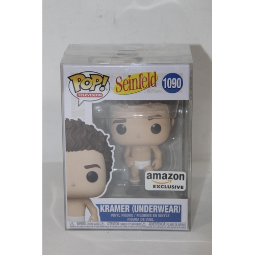 502 - 3 X FUNKO POPS - 1950'S ELVIS, LEONARD HOFSTADTER IN ROBE AND KRAMER IN UNDERWEAR