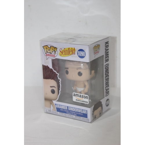 502 - 3 X FUNKO POPS - 1950'S ELVIS, LEONARD HOFSTADTER IN ROBE AND KRAMER IN UNDERWEAR