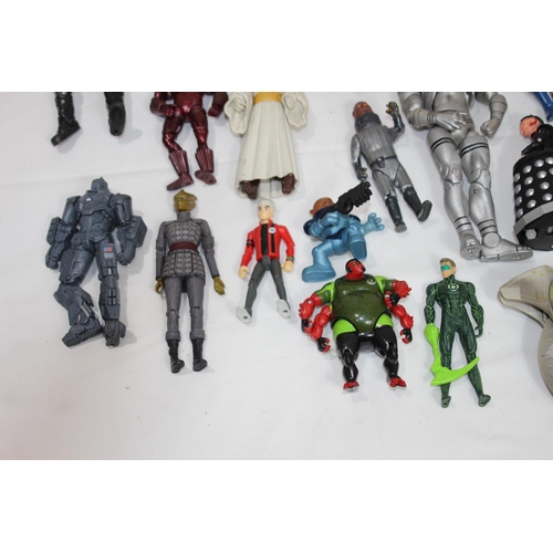 503 - BOX OF VINTAGE ACTION FIGURES ETC