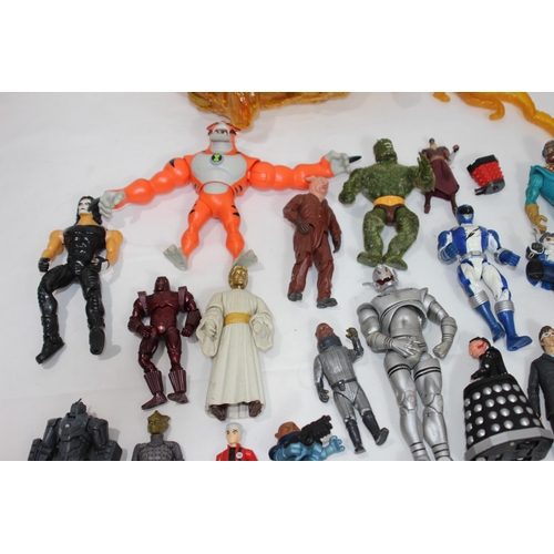 503 - BOX OF VINTAGE ACTION FIGURES ETC